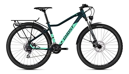 Bicicletas de montaña : Ghost Lanao EQ 27.5R 2022 - Bicicleta de trekking para mujer (talla M, 44 cm), color azul y verde mate
