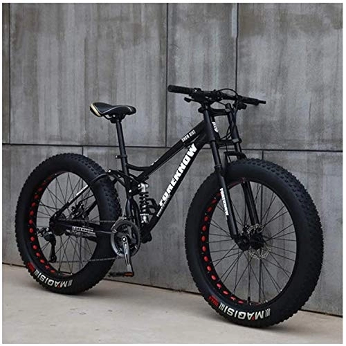 Bicicletas de montaña : GJZM Mountain Bikes 21 Speed, neumáticos de 26 Pulgadas Hardtail Mountain Bike Cuadro de Doble suspensión- Negro Spoke-Black Spoke_7 Speed