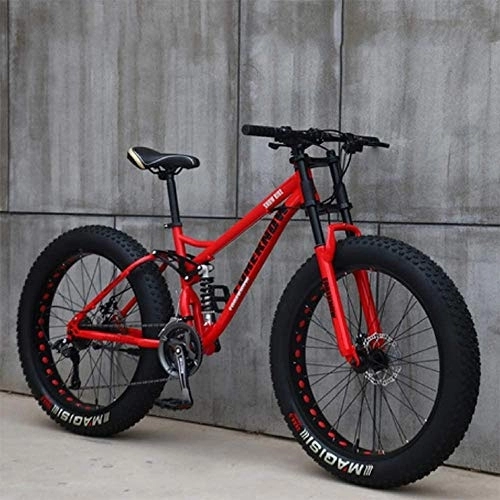 Bicicletas de montaña : GJZM Mountain Bikes 21 Speed, neumáticos de 26 Pulgadas Hardtail Mountain Bike Cuadro de Doble suspensión - Radio Negro - Radio Rojo
