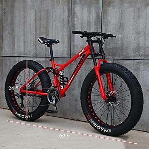 Bicicletas de montaña : GJZM Mountain Bikes 27 Speed, neumáticos de 24 Pulgadas Hardtail Mountain Bike Cuadro de Doble suspensión All Terrain Mountain Bike, Rojo 27 Speed-21 Speed_White