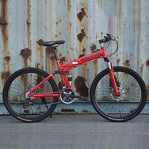 Bicicletas de montaña : GQQ Bicicleta de Montaa Plegable de 26 ' / 26 Pulgadas, 21 / 24 / 27 Velocidades, Bicicleta de Velocidad Variable, Marco de Acero, Rueda de Radios Integrada, Rojo, 24 Velocidades, Rojo