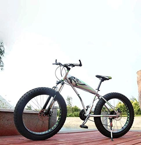 Bicicletas de montaña : GQQ Bicicleta de Velocidad Variable, Neumtico Gordo Bicicleta de Montaa para Adultos Bicicletas de Doble Disco / Marco de Aleacin de Aluminio, Moto de Nieve para Playa, Rojo, 7 Velocidades, Blanco
