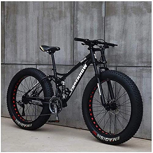Bicicletas de montaña : GQQ Triciclo de Montaa para Adultos, Bicicleta de Velocidad Variable Fat Tire Men 's, 26 Pulgadas / Marco de Acero de Alta Resistencia, 21 / 24 / 27 Velocidades, Naranja, 24 Velocidades, Negro