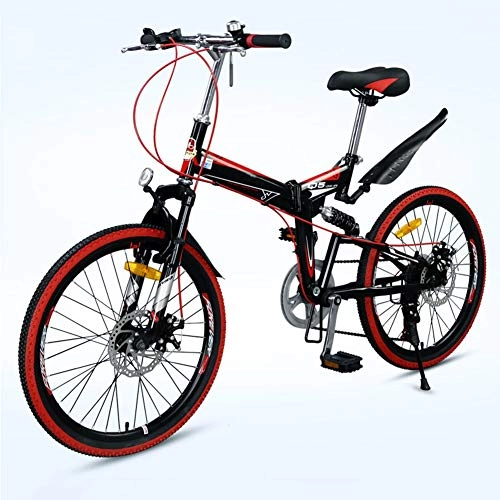 Bicicletas de montaña : Grimk Bicicleta De Montaa Plegable Hombre, Mountain Bike Btt, Bici Unisex Adultos Ligera, Cuadro De Aluminio, 7 Velocidades, Rueda De 22 Pulgadas, sillin Confort Ajustables, Red