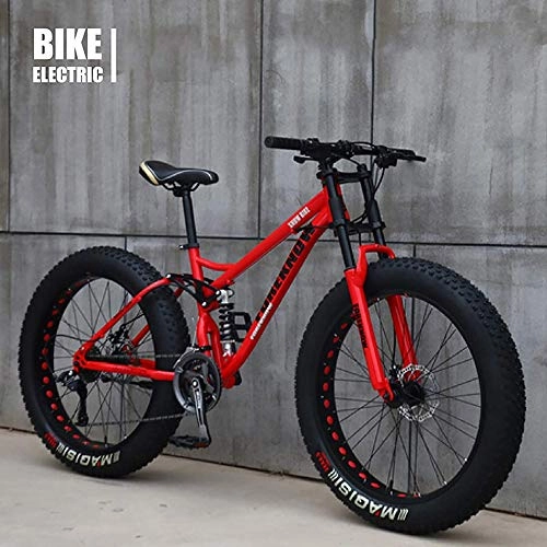 Bicicletas de montaña : GXLO Bicicletas 24 / 26 Pulgadas MTB Top Bicicleta de montaña de neumáticos de Grasa Crucero de la Playa Fat Tire Bike Nieve Bicicleta de Bicicletas Velocidad, Rojo, 24 Inch 24 Speed