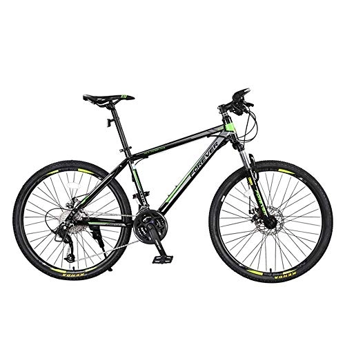 Bicicletas de montaña : Implicitw 27 Bicicleta de Velocidad Variable, Bicicleta de montaña, Freno de Disco Doble, llanta de aleacin de Aluminio-Verde Negro