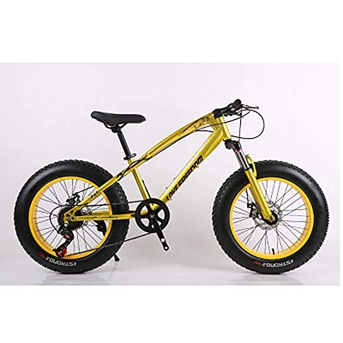 Bicicletas de montaña : JAEJLQY Bicicleta de Montaa de 7 / 21 / 24 / 27 velocidades de 26 / 20 Pulgadas de Acero o Marco de Aluminio Rojo y Negro aviable MTB, Gold+20in, 7