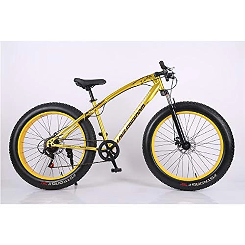 Bicicletas de montaña : JAEJLQY Bicicleta de Montaa de 7 / 21 / 24 / 27 velocidades de 26 / 20 Pulgadas de Acero o Marco de Aluminio Rojo y Negro aviable MTB, Gold+26in, 24