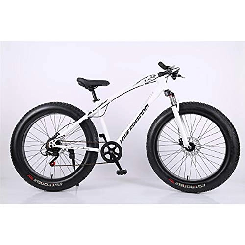Bicicletas de montaña : JAEJLQY Bicicleta de Montaa de 7 / 21 / 24 / 27 velocidades de 26 / 20 Pulgadas de Acero o Marco de Aluminio Rojo y Negro aviable MTB, White+26in, 24