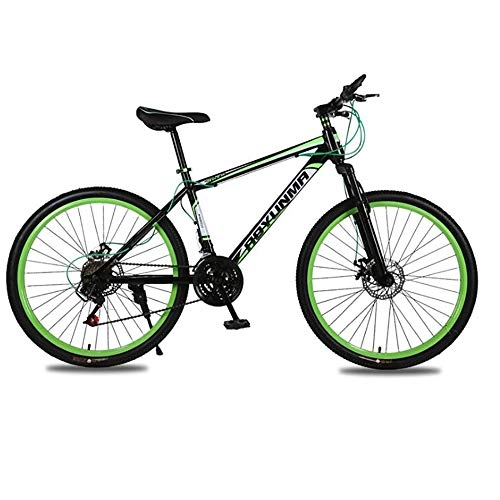 Bicicletas de montaña : JAEJLQY Bicicleta de Montaña 26 ''BMX Bicicleta Estilo Libre de Acero Bicicleta de Doble calibrador de Freno de bicicleta-21 velocidades, Verde