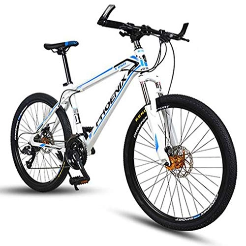 Bicicletas de montaña : JLASD Bicicleta Montaña ATV 26 Pulgadas Bicicletas De Montaña del Freno De Disco Posible Suspensión Delantera De Carbono 24 / 27 Estructura De Acero Ligero - Blanco / Bule (Size : 27'')