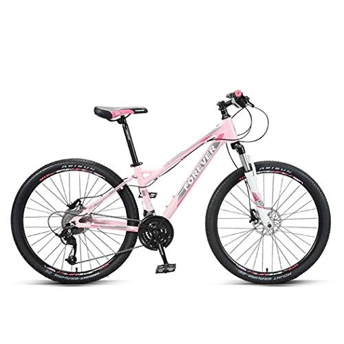 Bicicletas de montaña : JLASD Bicicleta Montaña Bicicleta De Montaña, Bicicletas Unisex 26 Pulgadas, Peso Ligero De Aleación De Aluminio Fream Doble Disco De Freno Y Suspensión Delantera, 27 De Velocidad (Color : Pink)