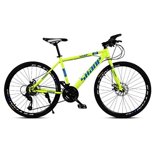 Bicicletas de montaña : JLASD Bicicleta Montaña Bicicleta De Montaña, BTT Bicicletas Marco De Acero Al Carbono, Suspensión Delantera De Doble Freno De Disco, 26 Pulgadas Ruedas (Color : Yellow, Size : 24-Speed)