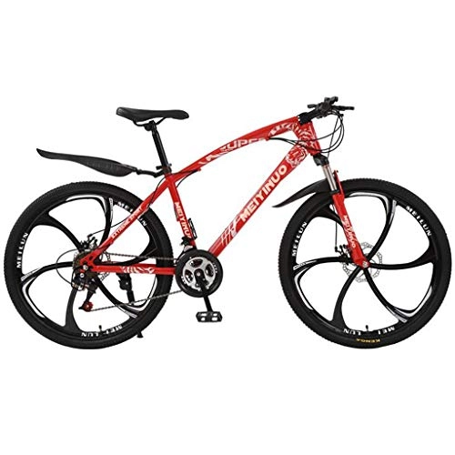 Bicicletas de montaña : JLASD Bicicleta Montaña Montaña Adultos Bicicletas 26 '' Suspensión De Acero Al Carbono De Peso Ligero Marco 21 / 24 / 27 Velocidad del Freno De Disco Completa (Color : Red, Size : 21speed)