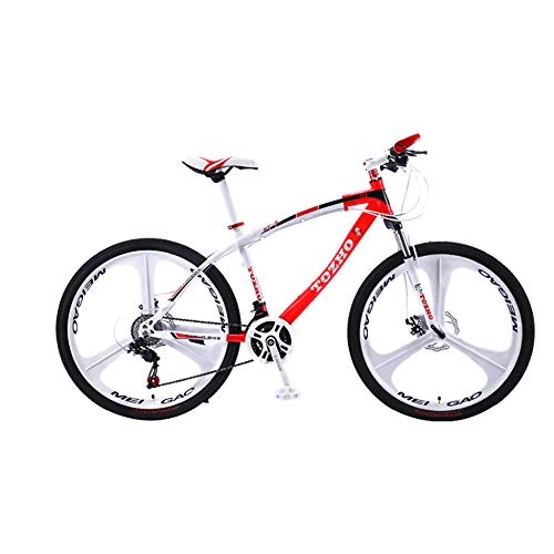 Bicicletas de montaña : jooe Bicicleta De Montaña 24 Pulgadas Ruedas Hombres Y Mujeres Adultos 21 24 27 30 Velocidad Variable Rueda Integrada Doble Freno De Disco Bicicleta, 30speed-Red