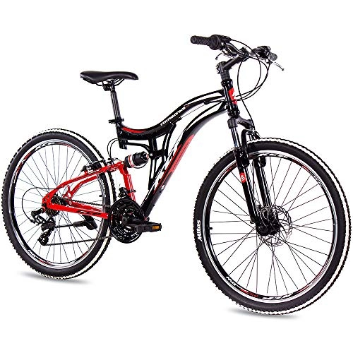 Bicicletas de montaña : KCP Bicicleta de montaña de 26 pulgadas – MTB Fairbanks negro rojo – suspensión completa – Bicicleta juvenil unisex para niños y mujeres – MTB Fully con 21 velocidades Shimano