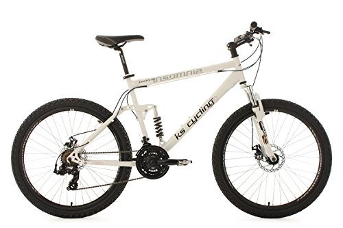 Bicicletas de montaña : KS Cycling Insomnia 101B - Bicicleta de montaña de doble suspensión, color blanco, talla L (173-182 cm), ruedas 26", cuadro 50 cm