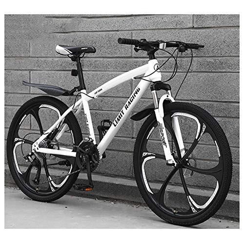 Bicicletas de montaña : KXDLR Bicicleta de montaña, 26 Pulgadas Ruedas de Bicicleta Edad, Estructura de aleacin de Aluminio desplazable Bloqueo Delantero Tenedor-Suspensin de Bicicletas de montaña, Blanco, 27 Speed