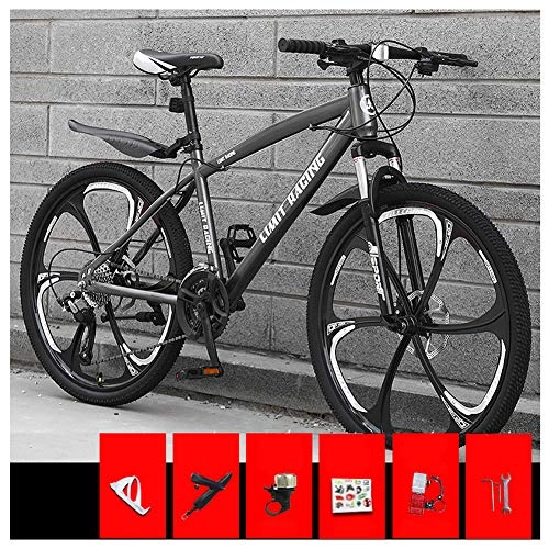 Bicicletas de montaña : KXDLR Bicicleta de montaña, 26 Pulgadas Ruedas de Bicicleta Edad, Estructura de aleación de Aluminio desplazable Bloqueo Delantero Tenedor-Suspensión de Bicicletas de montaña, Gris, 21 Speed