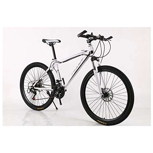 Bicicletas de montaña : KXDLR Bicicletas De Montaña Bicicletas 21-30 Velocidades Shimano Marco De Acero De Alto Carbono De Doble Freno De Disco, Blanco, 24 Speed