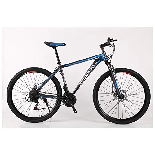 Bicicletas de montaña : KXDLR MTB 21-30 Velocidades para Hombre Duro-Cola MTB 26" Y Neumticos De 17 Pulgadas Suspensin Tenedor Captulo con Bicicletas De Doble Freno De Disco, Azul, 27 Speed