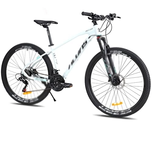 Bicicletas de montaña : LANAZU Bicicleta de montaña, Bicicleta de transmisión de Aluminio, Bicicleta Todoterreno con Freno de Disco hidráulico, Adecuada para Adultos (White Black)