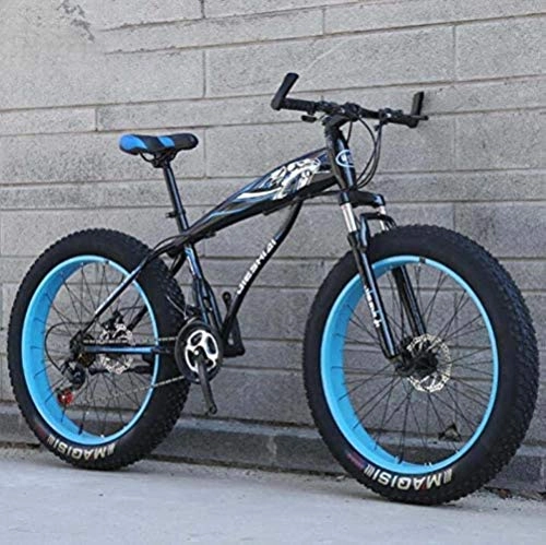Bicicletas de montaña : LFSTY Bicicleta de montaña para Adultos, Bicicleta MTB rígida Fat Tire, Horquilla Delantera amortiguadora y Cuadro de Acero de Alto Carbono, Freno de Disco Doble, C, 26 Inch 24 Speed