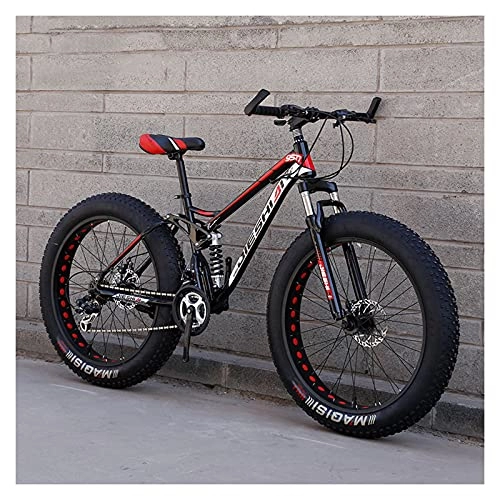 Bicicletas de montaña : LHQ-HQ Fat Tire Bicicleta De Montaña Neumáticos De 4"De Ancho Rueda De 24" Bicicleta para Adultos De 7 Velocidades Bicicleta De Freno De Disco Doble De Doble Suspensión para Adolescentes