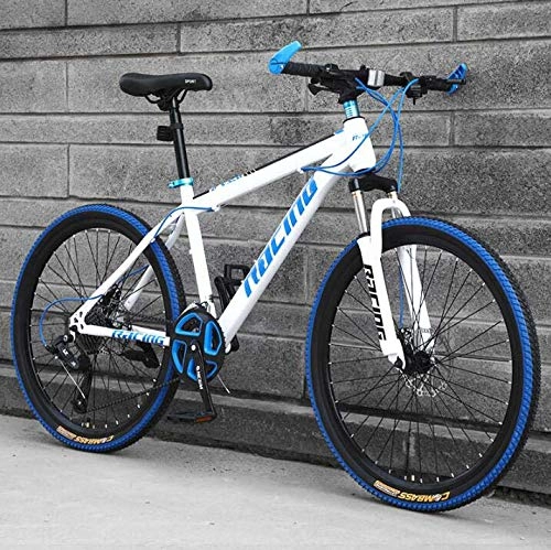 Bicicletas de montaña : LJLYL Bicicleta de montaña para Adultos, Ruedas de aleación de Aluminio, Bicicleta de MTB con Cuadro de Acero de Alto Carbono con Freno de Doble Disco, E, 24 Inch 27 Speed
