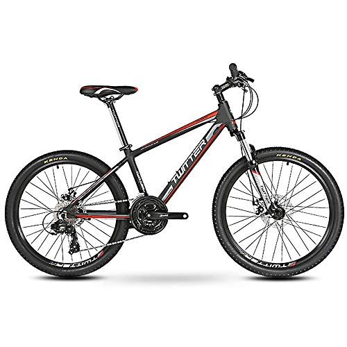 Bicicletas de montaña : LXZH Bicicleta de Montana de 24 Velocidades Shimano, 24 Pulgadas BMX con Soporte Botellas, la absorción de Choque de la Bicicleta de Doble Freno de Disco Hombres Mujeres Niños, Black Red
