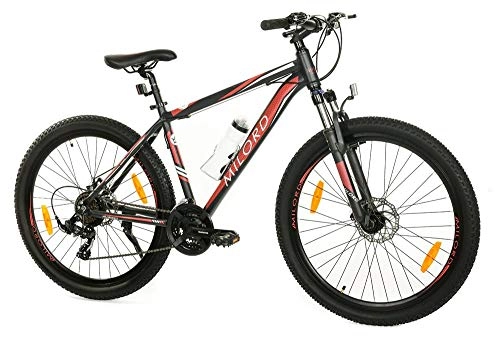 Bicicletas de montaña : Milord. Bicicleta de montaña MTB Trekking, 21 velocidades - Negro Rojo - Rueda de 27.5
