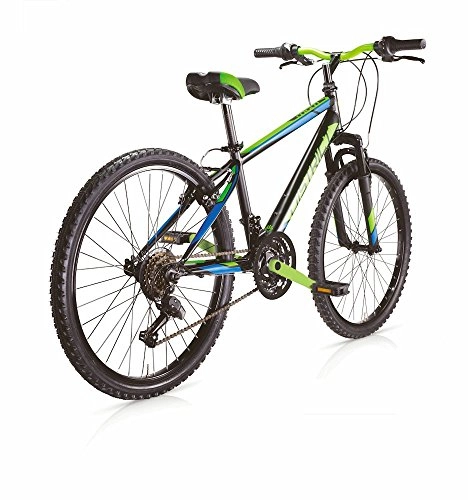 Bicicletas de montaña : Mountain Bike MBM District de hombre, estructura de acero, horquilla delantera suave, cambio Shimano, 2 colores disponibles, Nero Opaco / Verde Neon