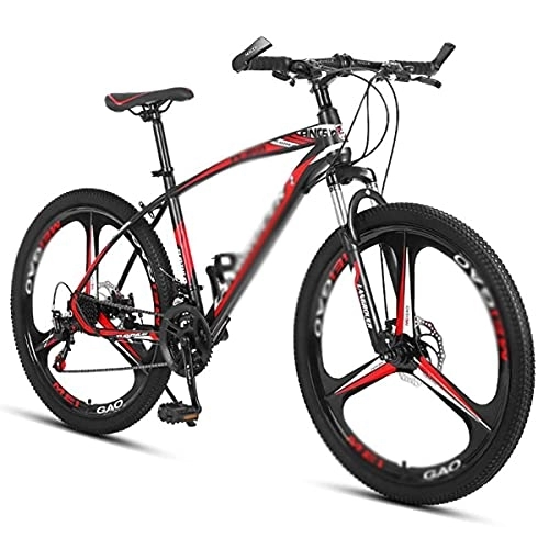 Bicicletas de montaña : MQJ Bicicleta de Montaña para Adultos Rueda de 26 Pulgadas con Freno de Disco Doble 21 / 24 / 27 Sistema de Engranajes de Velocidad Mtb Bicicleta / Rojo / 24 Velocidades