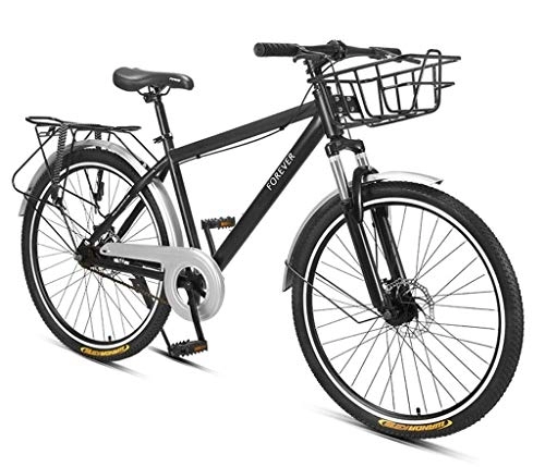 Bicicletas de montaña : MQJ el M de Acero de Alto Carbono de la Bicicleta de Montaña de 26 Pulgadas Viene con Estante Trasero Y Cinturón Y Cesta de Unión para la Bicicleta de Ciclismo de la Ciudad a, a