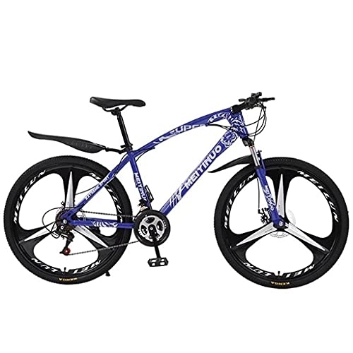 Bicicletas de montaña : MQJ Ruedas de 26 Pulgadas Montaña Bicicleta Delantera Suspensión Bicicleta Bicicleta de Acero Al Carbono 21 / 24 / 27-Velocidad Doble Freno de Disco para una Trayectoria, Amperio de Sendero; Montañas / Azu