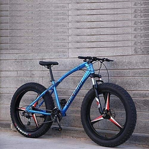 Bicicletas de montaña : MTB Bicicletas for Adultos, Marco de Acero de Alto Carbono, Doble Disco de Freno y suspensin Delantera Completa Tenedor (Color : Blue, Size : 24 Inch 27 Speed)