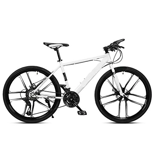 Bicicletas de montaña : ndegdgswg Bicicleta de montaña, 26 pulgadas, 27 / 30 velocidades, frenos de disco duales, una rueda todoterreno de velocidad variable para estudiantes de 30 velocidades, 10 cuchillos, color blanco
