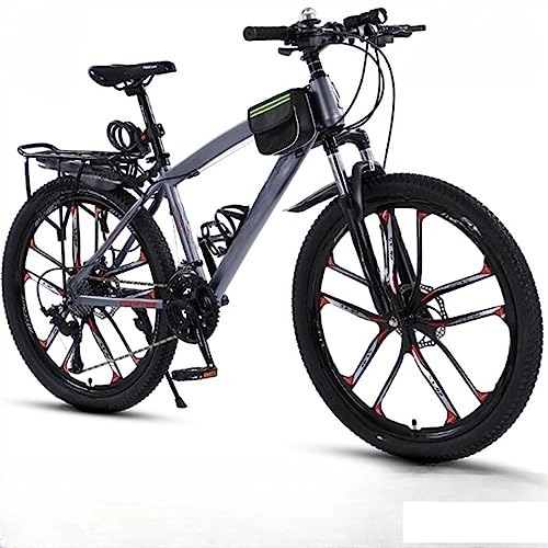 Bicicletas de montaña : PASPRT Bicicleta eléctrica para Adultos, Bicicletas de montaña de Doble suspensión, Bicicleta de montaña de Velocidad Variable de 26 Pulgadas, fácil de Transportar, Carga de 120 kg (Grey 27 speeds)