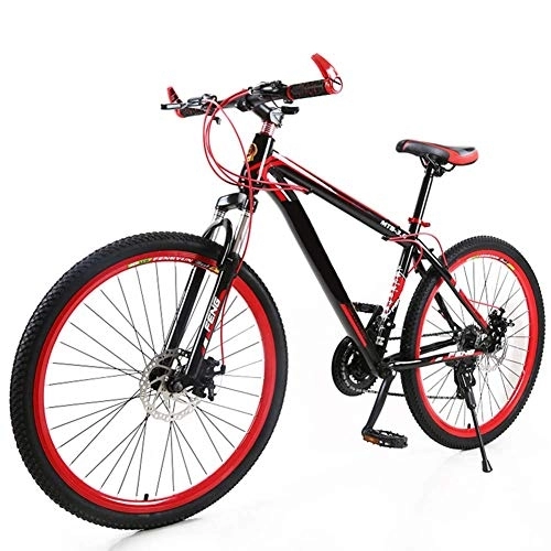 Bicicletas de montaña : Relaxbx Bicicleta de 24 velocidades MTB Mountain Bike Frenos de Disco Unisex, Rojo