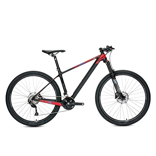 Bicicletas de montaña : TABKER Bicicleta de fibra de carbono bicicleta de montaña velocidad bicicleta de montaña neumática absorción de golpes horquilla delantera hidráulica (color: rojo)