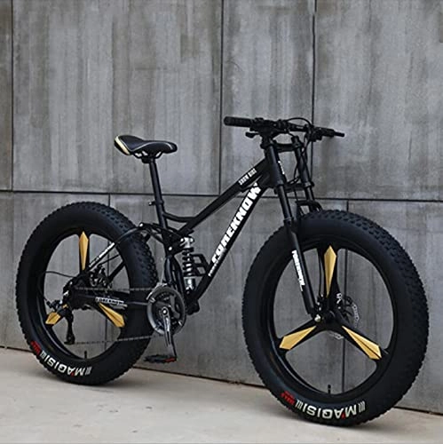 Bicicletas de montaña : UYHF Bicicletas De Montaña, Rígidas con Neumáticos Gruesos De 26 Pulgadas Bicicleta De Montaña, Marco Y Suspensión De Doble Suspensión Horquilla Todo Terreno Bicicleta De black-21 Speed