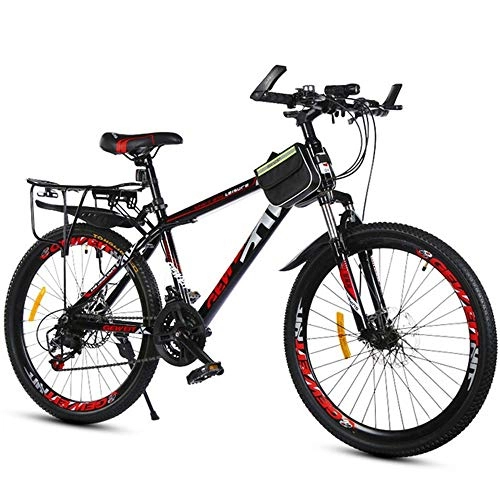 Bicicletas de montaña : WGYDREAM Bicicleta Montaña MTB Bicicletas de montaña 26 Pulgadas Rueda del carbón Marco de Acero Barranco Bicicletas, Doble Disco de Freno y suspensión Delantera Bicicleta de Montaña (Color : Black)