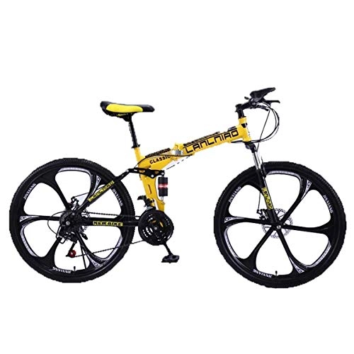 Bicicletas de montaña : WJSW Bicicleta de montaña Plegable Bicicleta para nios de 26"Bicicleta de Doble suspensin, Bicicleta de montaña de 27 velocidades