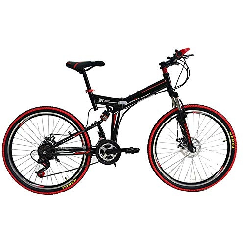 Bicicletas de montaña : XMIMI Bicicleta Plegable Frenos de Doble Disco Eje de rodamiento de suspensión Completa Una Rueda Bicicleta de montaña Hombres y Mujeres Bicicleta 26 Pulgadas 21 Velocidad