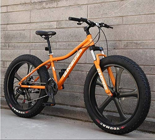 Bicicletas de montaña : XXCZB - Bicicleta de montaña de 26 pulgadas Fat Tire Hardtail con doble suspensión y horquilla de suspensión, All Terrain, para hombre, para adultos, color naranja
