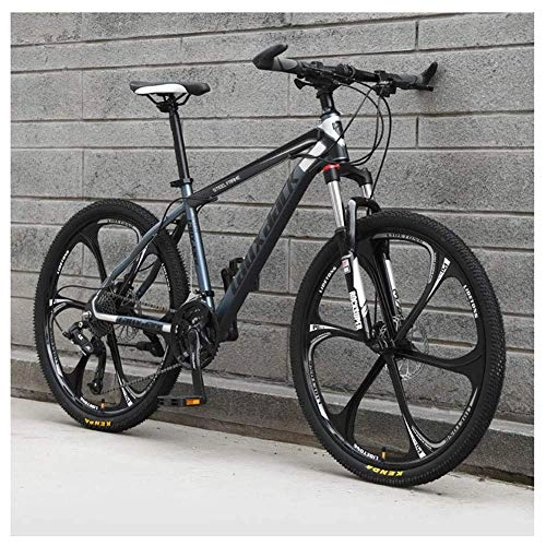 Bicicletas de montaña : YBB-YB YankimX Bicicleta de montaña de 21 velocidades de 26 pulgadas, 6 radios, suspensión delantera, freno de disco dual, bicicleta MTB, color gris