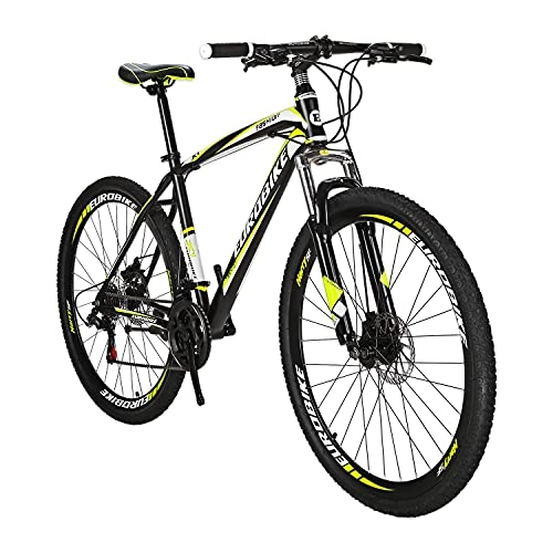 Bicicletas de montaña : YH-X1 Mountain Bike 21 Speed 27.5 Inch Wheels Doble disco de freno para bicicleta de suspensión delantera para hombre (amarillo)