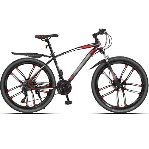 Bicicletas de montaña : YHRJ Bicicleta De Montaña Bicicleta De Carretera Liviana para Viajes Al Aire Libre, Horquilla Delantera Amortiguadora con Bloqueo De MTB, 4 Formas De Rueda (Color : Black Red D-30 SPD, Size : 24inch)