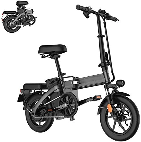Bicicletas eléctrica : 14 '' Bicicleta eléctrica Plegable, Bicicleta eléctrica de 350W con 48V 14.4Ah Batería de Iones de Litio, Asistencia de Pedal, para Adolescentes Adolescentes, Carga 150kg / 330 Libras
