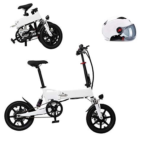 Bicicletas eléctrica : 250W Bicicleta Electrica Plegable, 14" Bicicleta Scooter Pequeña Batería Extraíble 36V / 7.8AH, Velocidad Máxima 25Km / H, Bici Electrica Urbana Ligera para Adulto, Blanco